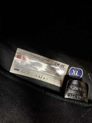SHOEI St Cruz Black Gloss Half Helmet Leather Neck Curtain XL Made in Japan - Picture 15 of 16