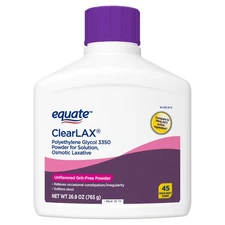 Equate ClearLAX Polyethylene Glycol Laxative Powder Constipation Relief 26.9 oz.