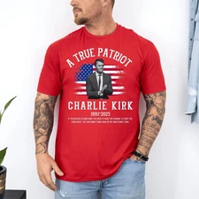 Charlie Kirk Shirt, True Patriot 1993-2025 Rip Memorial American Flag T-Shirt