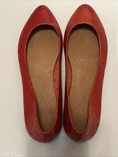 Madewell Sidewalk Skimmer Flats Red Perforated Leather Shoes Womens 7