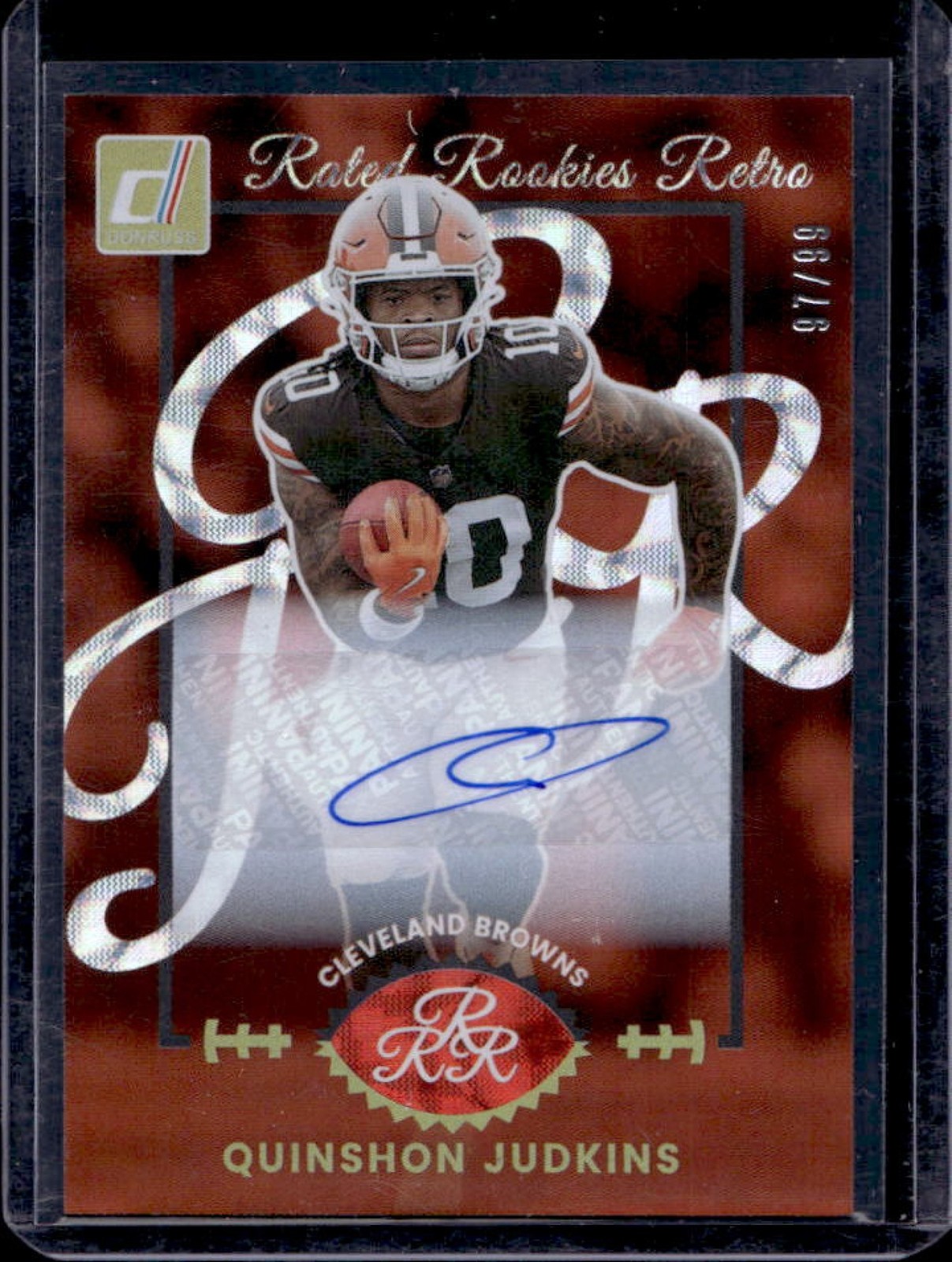 2025 Donruss Quinshon Judkins Rated Rookie Retro Auto Rookie RC #97/99