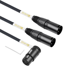 2 FT RightAngle XLR Splitter Cable 1 Female to 2 Straight Male Microphone Cord