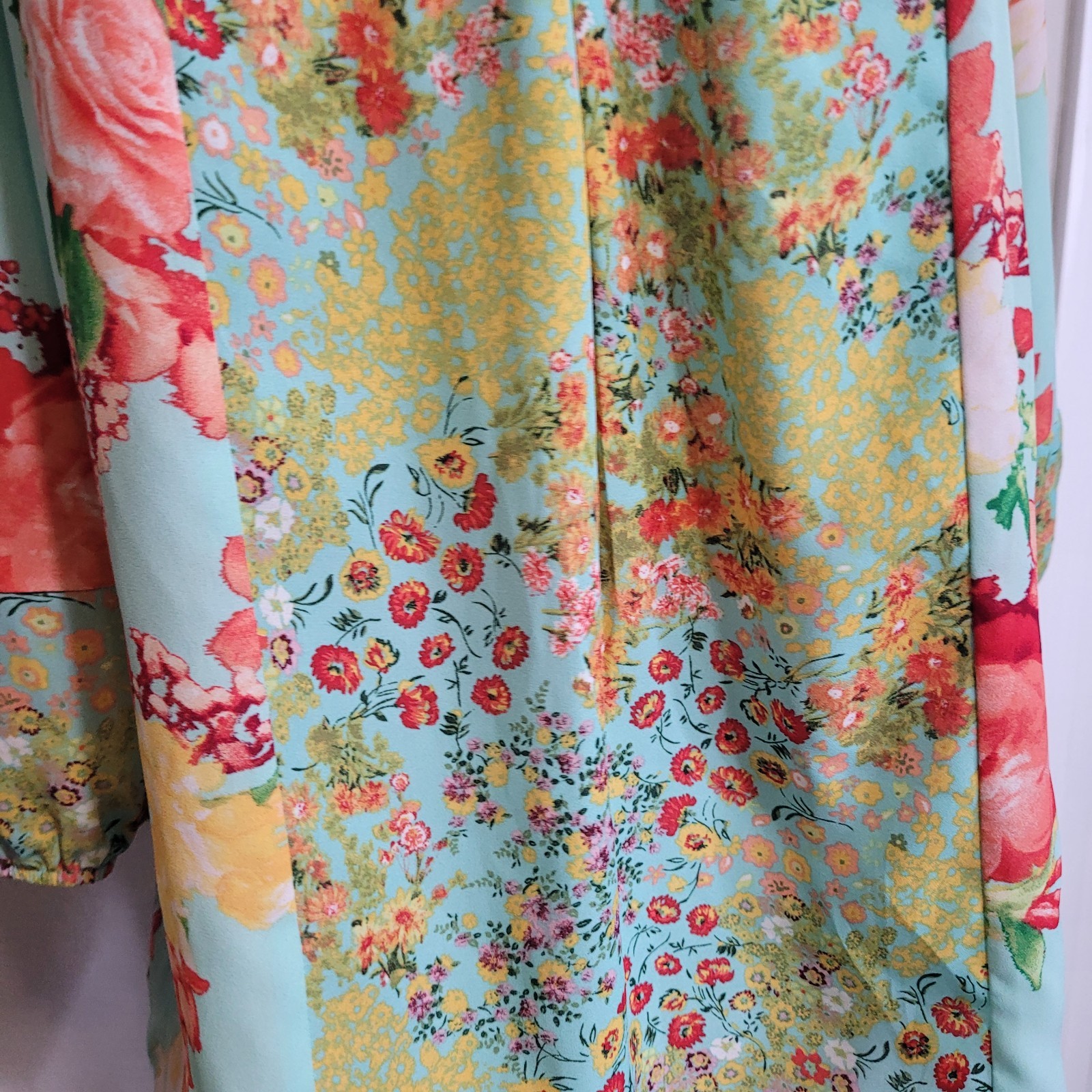 Fig & Flower large blouse patchwork button v-neck… - image 6