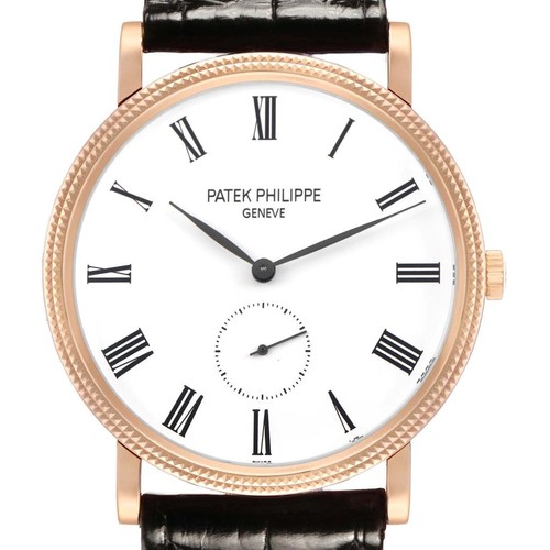 Patek Philippe Calatrava Rose Gold White Roman Dial Mens Watch 5119 5119R