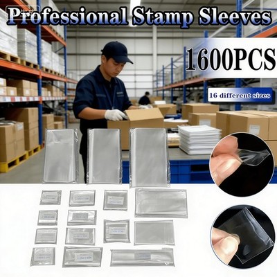 100 Pcs/Bag OPP Stamp Bags (16 Selections): 1600 Pcs for Stamp Sorting!