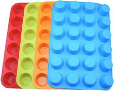 Silicone Mini Muffin Pan, 4 Pack 24 Cups Silicone Mold Cups Baking Pan, Silicon