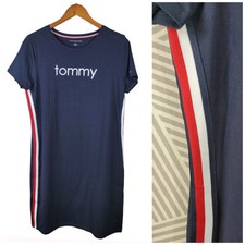 Tommy Hilfiger Size Medium T-shirt Dress Spring Summer Navy Blue Side Stripe