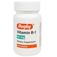 Rugby Vitamin B1 50 mg Strength VITAMIN B-1 50mg Dietary Supplement, 100 Count