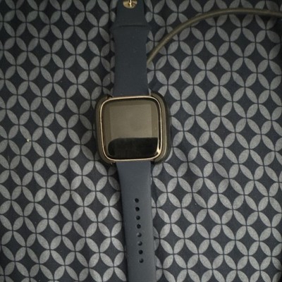 Fitbit Versa 40mm Gold Aluminum Case Blue Silicone Band Bluetooth 4GB