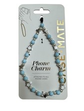 Case-Mate Phone Charm Beaded Strap Wristlet Lanyard Blue Beads Pearls  Stars