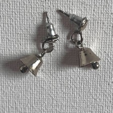 Earrings Xmas Bells Silver Tone .25"