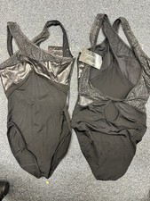 Dance New Leotard Capezio 10062 Black with Leopard and Pleather Adult Ballet