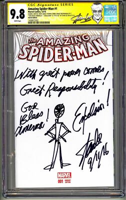 💥AMAZING SPIDER-MAN #1 CGC SS 9.8 STAN LEE SIGNED SKETCH DATE