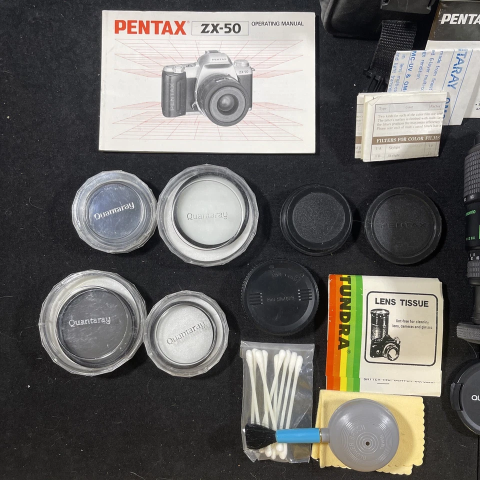 Pentax ZX-50 Camera W 35-80MM Manual and Bag extra Lences Quantaray tech-10 - Image 2 of 4