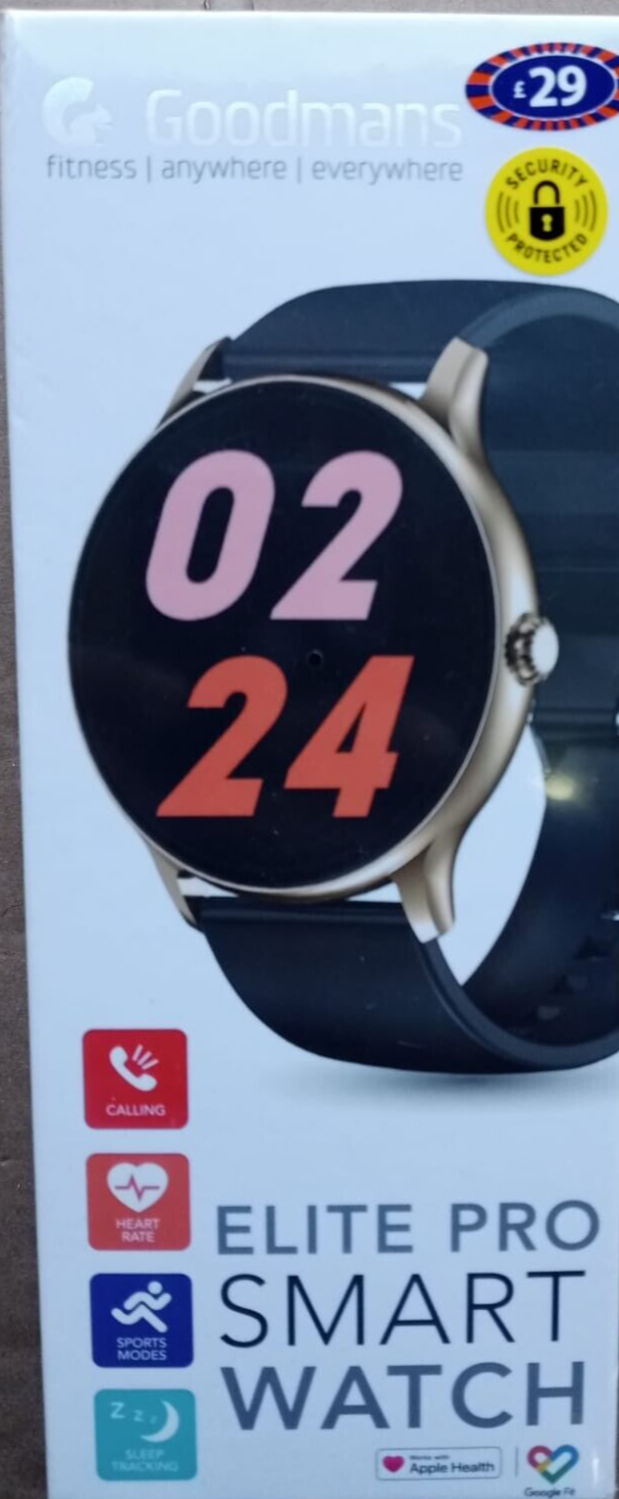 Goodmans+Elite+Pro+Smart+Watch.+Apple+Health+Google+Fit.+GPS.+Touch