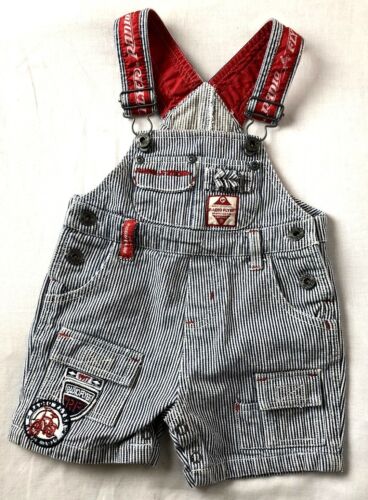 Radio Flyer Shortalls Short Overalls Size 3-6 months Railroad Stripe Infant Baby - Picture 1 of 3