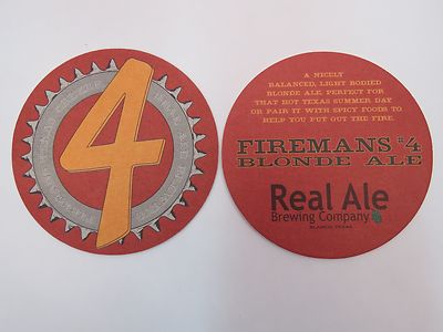 Beer COASTER ~ REAL ALE Brewery Fireman's #4 Blonde ~ Blanco, Texas; Independent