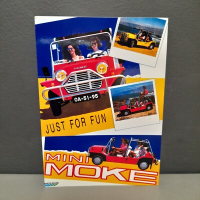Austin Mini Moke Just For Fun Front-Wheel Drive Adventure Vehicle Card 1980s 80s