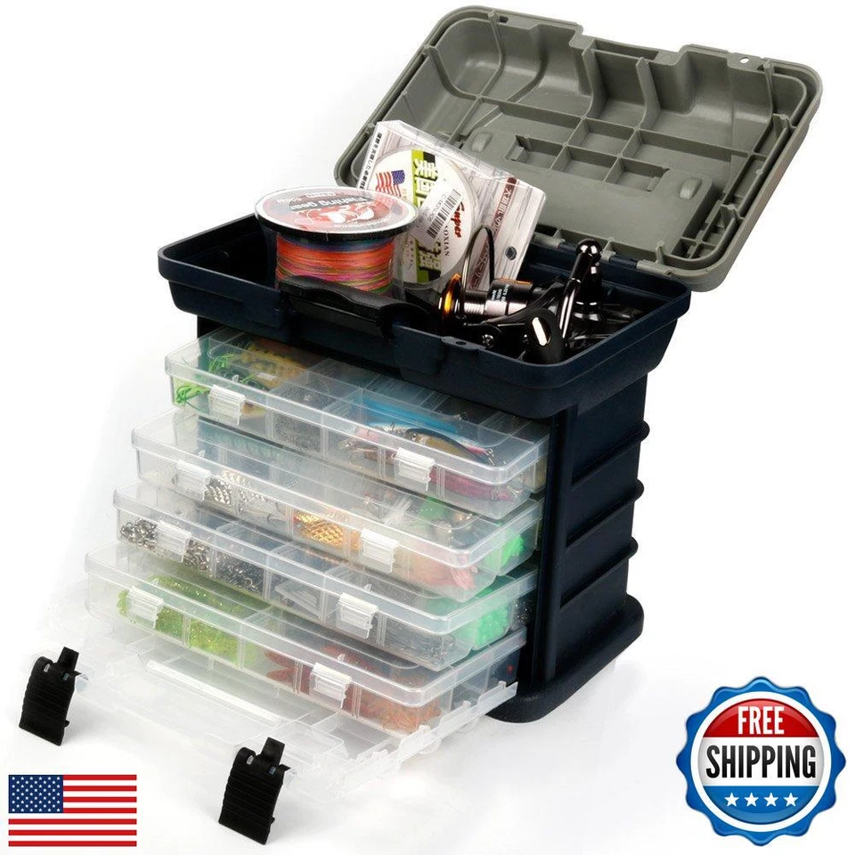 Caja de aparejos de pesca Sougayilang portátil 4 capas caja de pesca barco de mar pesca Foto 3 de 4