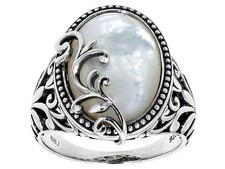 Natural White Mother-Of-Pearl 925 Sterling Silver Ring Size 7