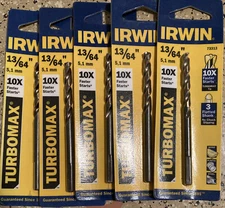 Irwin 73313 13/64" TurboMax Drill Bit LOT OF 5 PACK COMBINE SHIPPING AVAILABLE