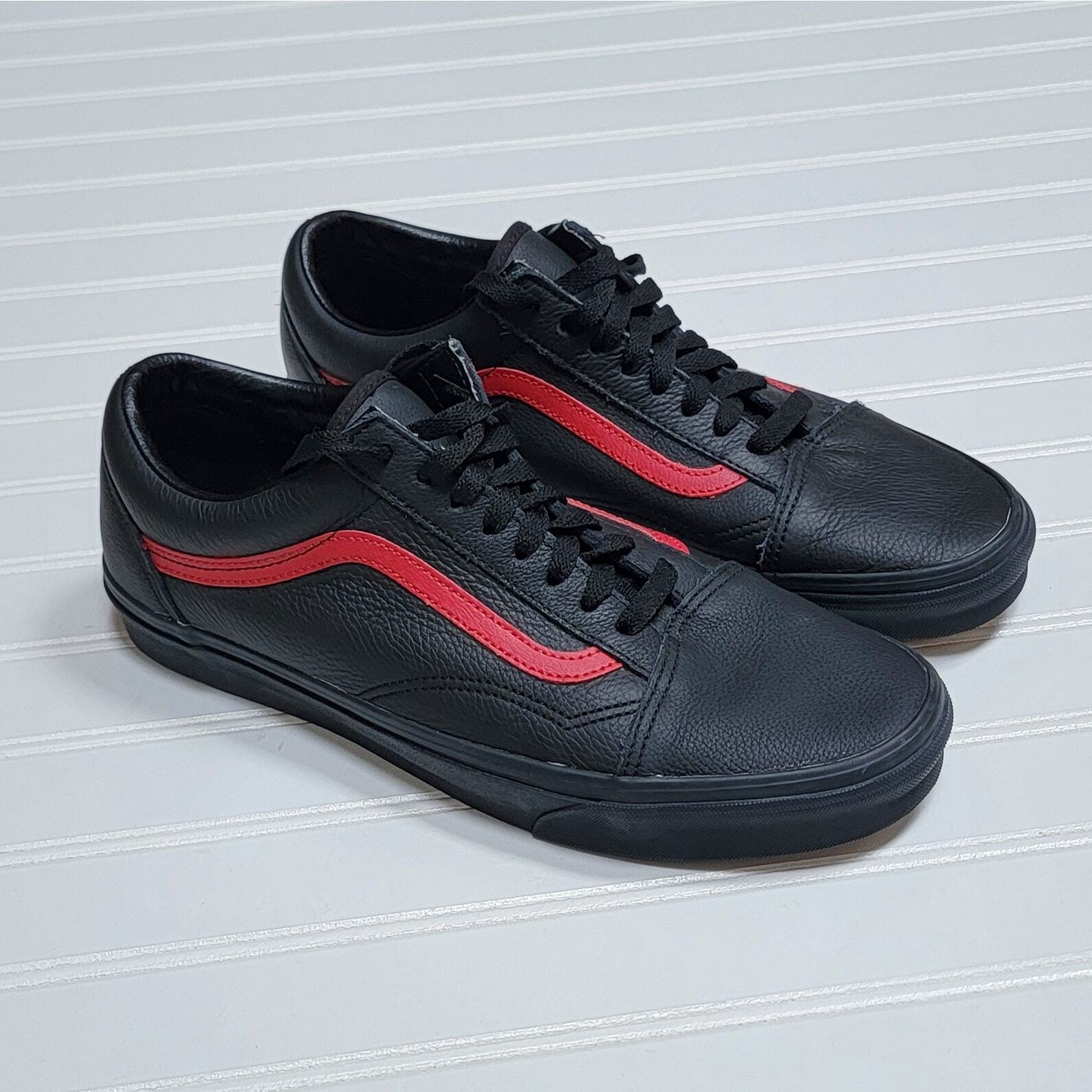 Vans Old Skool Leather Pop Black Chili Pepper Men's Skate Shoes