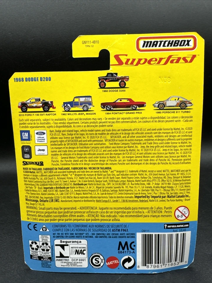 2020 Matchbox Superfast #11 BLACK DODGE D200 free shipping pick up truck - Image 3 of 3