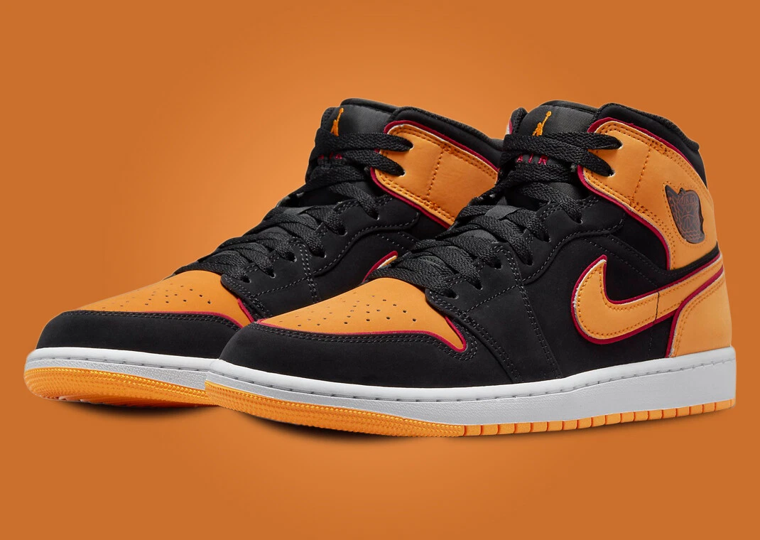 Jordan - AIR JORDAN 1 MID SE 'BLACK/VIVID ORANGE-CARDINAL RED