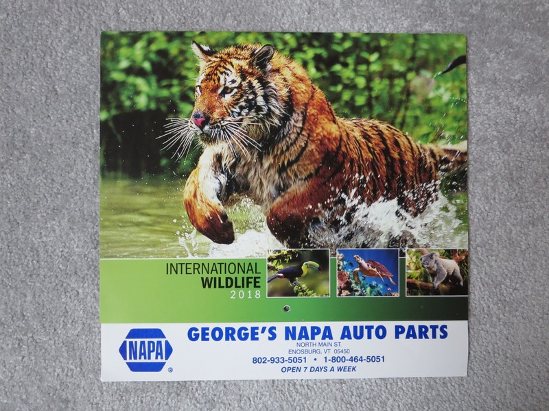 NAPA AUTO PARTS 2018 Calendar - 13 Month - "International Wildlife" Animal Theme