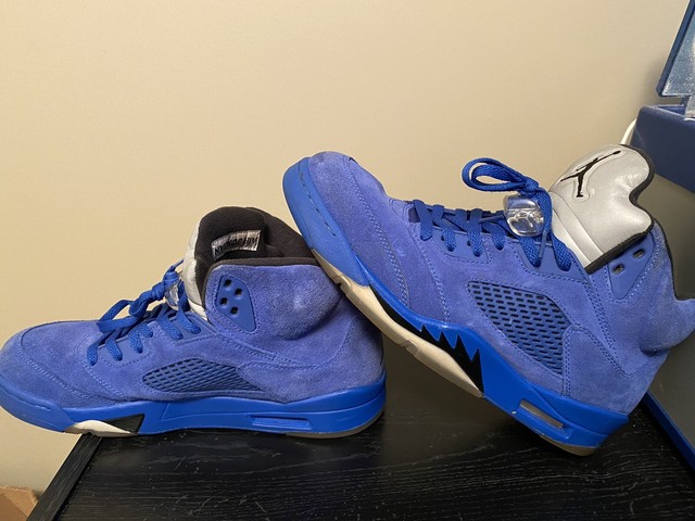 blue suede jordan retro 5