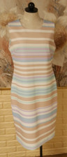 EUC ELEGANT CALVIN KLEIN SZ 12 STRIPED UNLINED STRETCH SLEEVELESS SHEATH DRESS