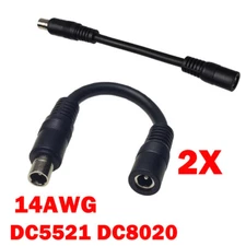 2Pcs 14AWG 8mm DC8020 Male To DC5521 Female DC Power Adapter Cable Cord HOT