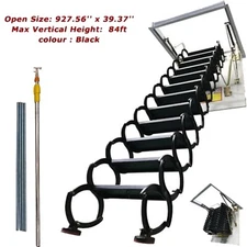 Folding Loft Ladder 9.84ft Height Ceiling Retractable Extension Stairs 12 Steps