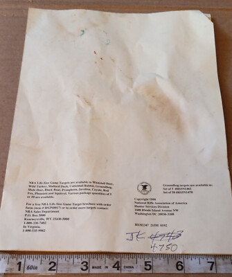 Vintage NRA Ground Hog Target - Used