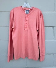 Jungmaven Hemp Mountain Henley Long Sleeved Shirt Salmon Size Medium NWT