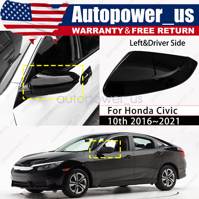 Glossy Dark Blue Left Driver Side Mirror Cover Cap – Fits Honda Civic 2016-2020, Replace 76251-TBA-A11ZF, Clip-On ABS Cover