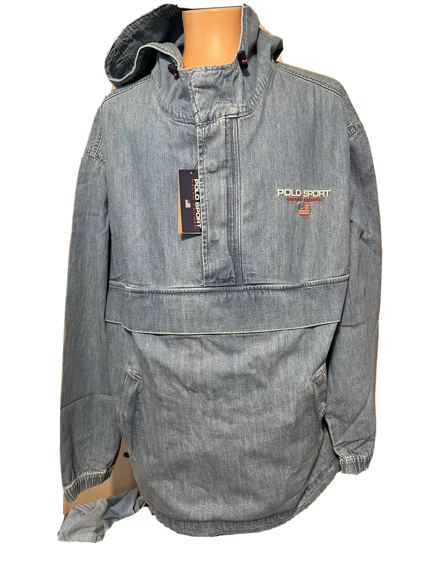 Polo Sport Ralph Lauren Denim Pullover Jacket Hoodie Anorak Size