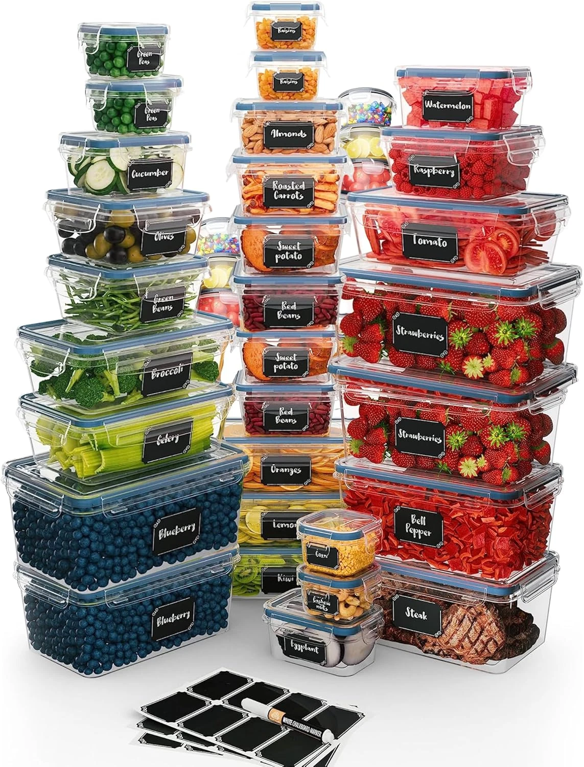 72-Piece Airtight Food Storage Containers Set - Stackable & Transparent
Opens in a new window or tab