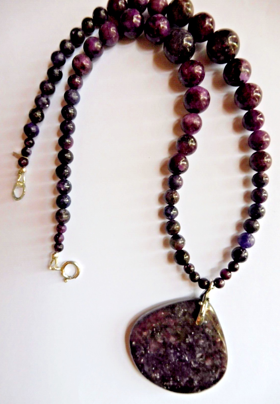 Collier en Lépidolite du Pérou et Argent massif 925 d'exception