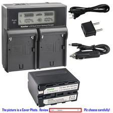 Kastar Battery LCD Dual Fast Charger for NP-F970 HXR-NX100 HXR-NX3 HXR-NX5