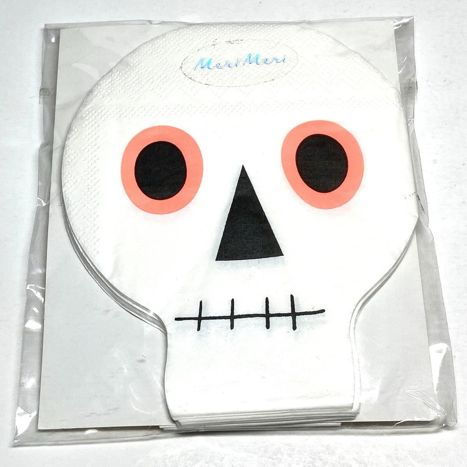 Meri Meri Paper Napkins 5"x6" Cute Halloween Skull Pack Of 20 Lot Of 3 Packs - Image 4 of 4