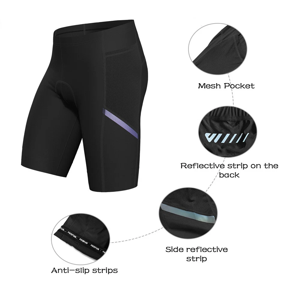 Men's Bike Shorts Padded Cycling Tights MTB Road Biking Shorts with Pockets - Image 4 of 4