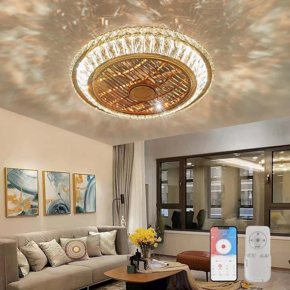 LED Ceiling Fan Light with Remote Control Dimmable Living Room Chandelier Lamp - Image 2 of 4