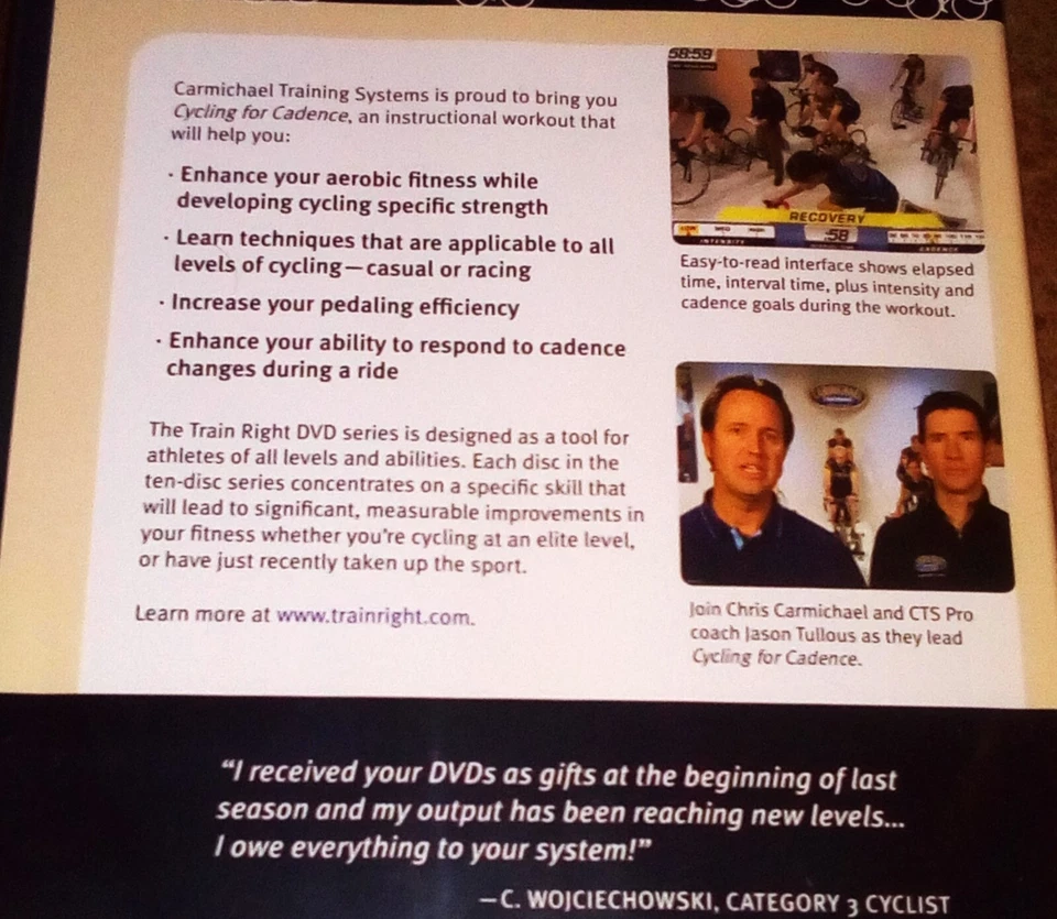 Carmichael Training Systems Cycling For Cadence DVD Indoor Cycle Training UK - Image 3 of 3