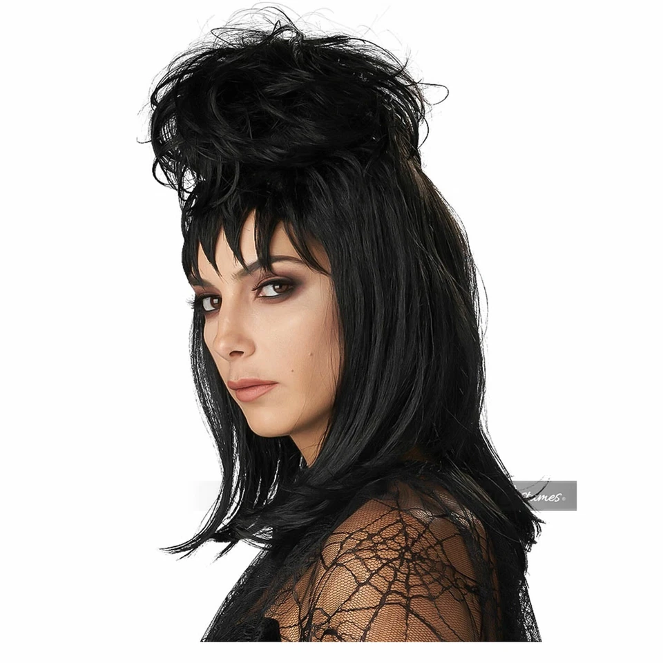 Mujer Beetlejuice Escarabajo Niña Gótica Novia Lydia Monstruo Halloween Disfraz Peluca Foto 3 de 3