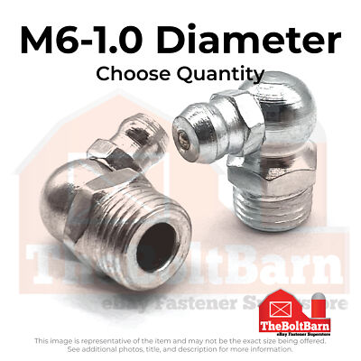 M6-1.0 Zerks Grease Fitting 90 Degree Steel Zinc (Choose Quantity)