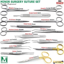 NEW PREMIUM 15 PC MINOR SURGERY SUTURE SET SURGICAL INSTRUMENTS KIT-ALL IN ONE