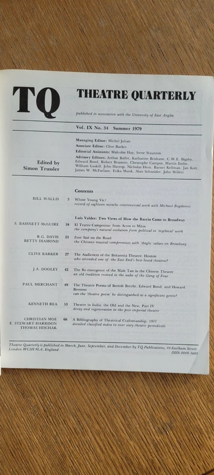 Theatre Quarterly Magazine 1979 - Britannia Theatre Hoxton - Indian Theatre etc. - Image 2 of 4