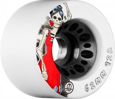 Day of The Dead 62mm Speed/Derby Roller Skate Wheels (4 Packs) 62mm, White 92A 
