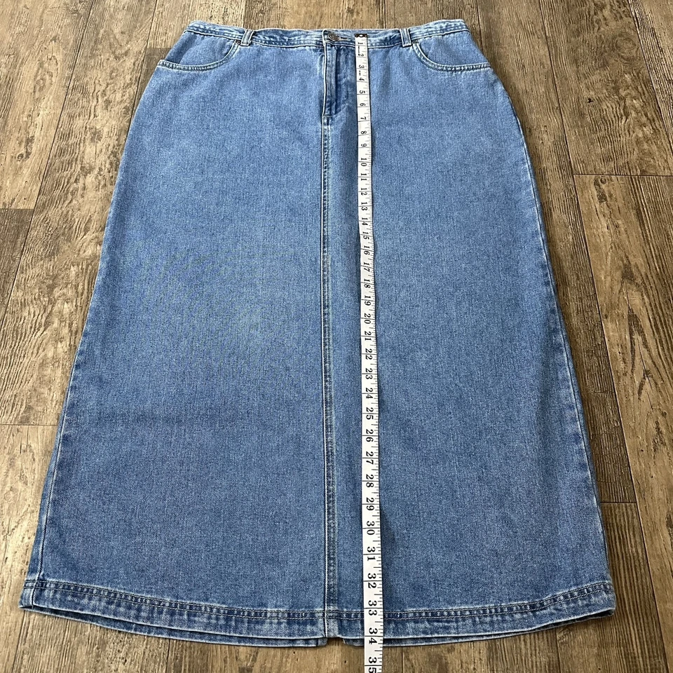 Falda vaquera CJ Banks para mujer talla 14 W azul jean larga modesta maxi abertura trasera 35x34 Foto 4 de 4